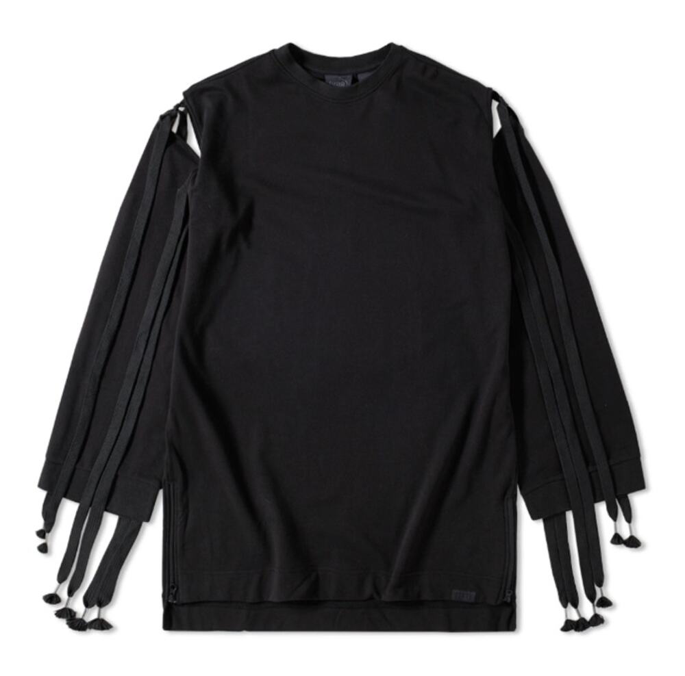 PUMA X FENTY Women's Staggered Hem Sweatshirt by Rihanna XXS Black Crewneck NEW